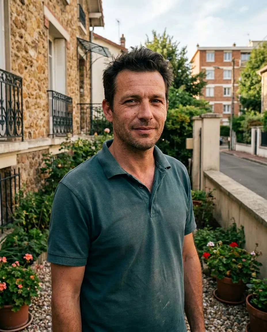 Pierre, plombier artisan à Antony (92160), en tenue de travail